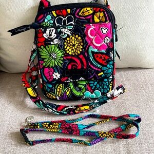 Vera Bradley Disney Parks Magical Blooms Mickey/Minnie Crossbody & Free Lanyard.